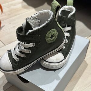Converse Kids High-Top Sneakers - Dark Green and White